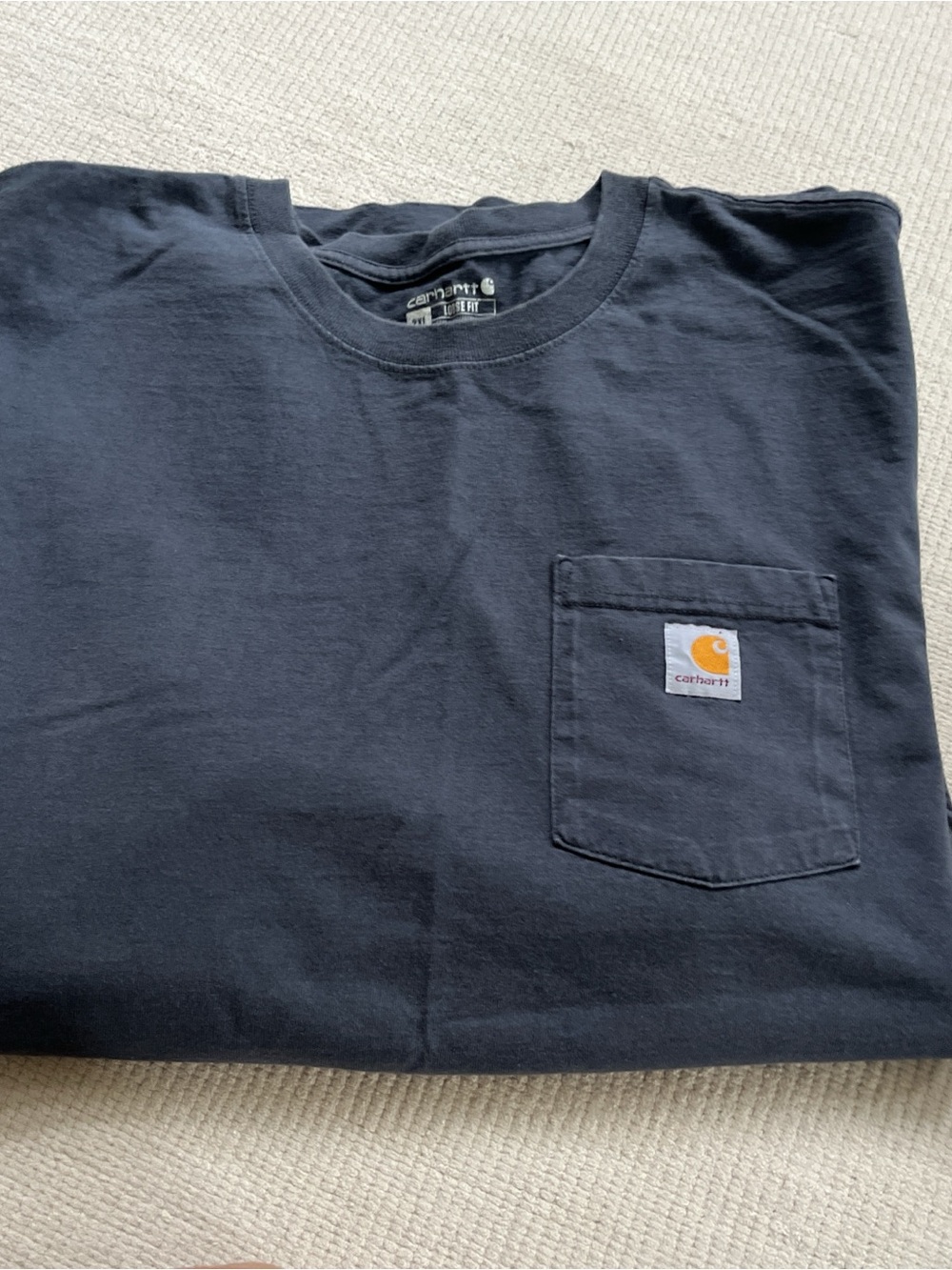 Carhartt Navy Short-Sleeve Pocket Tee with Logo Patch